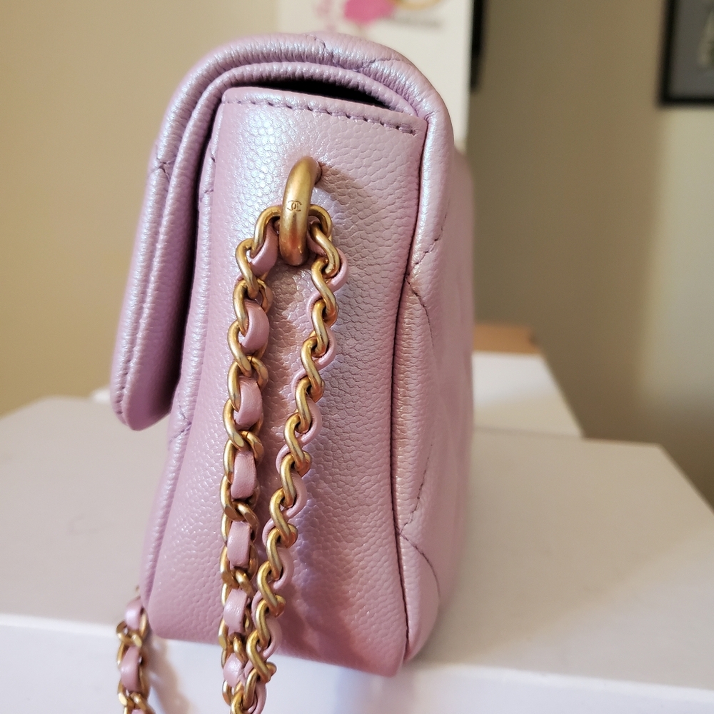 Chanel my perfect mini flap bag iridescent pink caviar aged gold hw - Picture 8 of 12